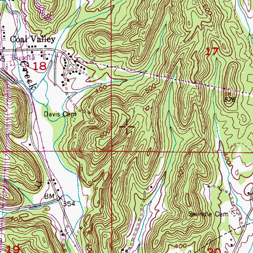 Topographic Map of Coal Valley Number 1 Mine, AL