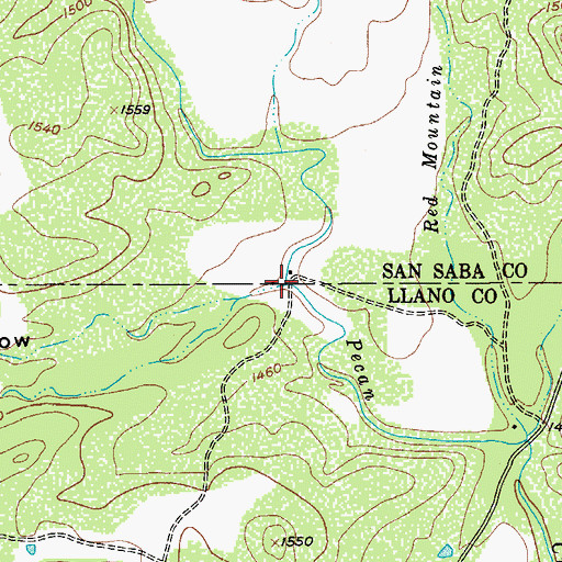 Topographic Map of Hickory Creek, TX