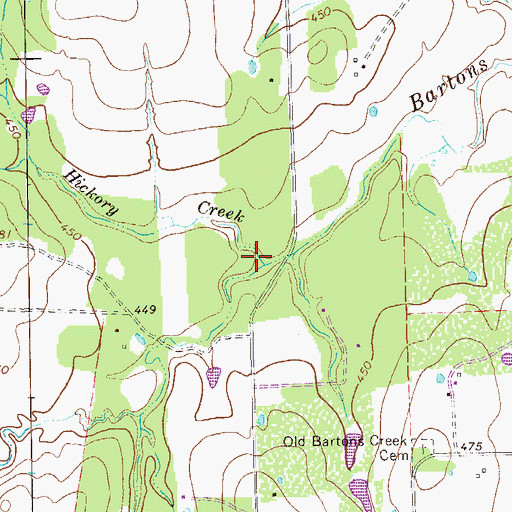 Topographic Map of Hickory Creek, TX
