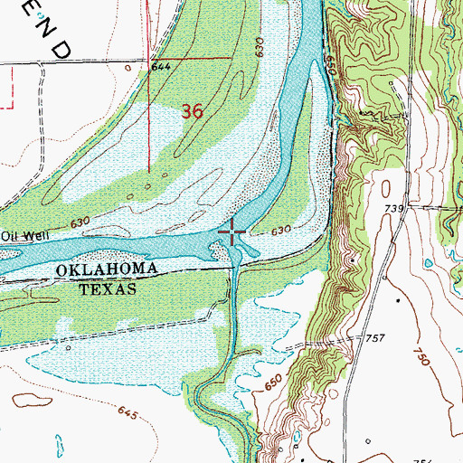 Topographic Map of Hickory Creek, TX
