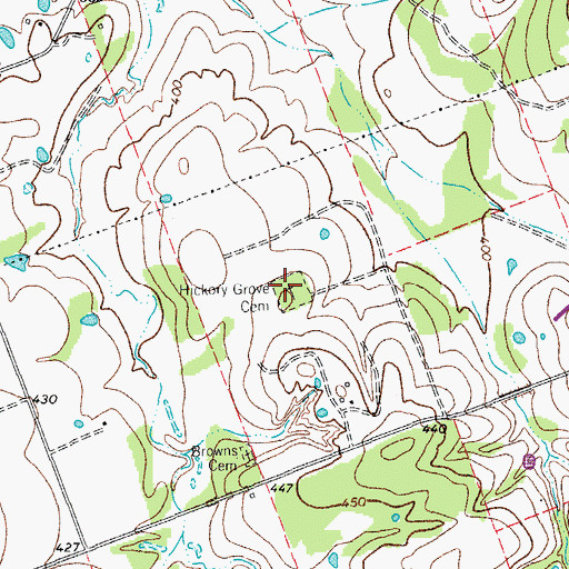 Topographic Map of Hickory Grove Cemetery, TX