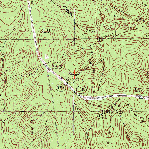 Topographic Map of Hickory Grove Cemetery, TX