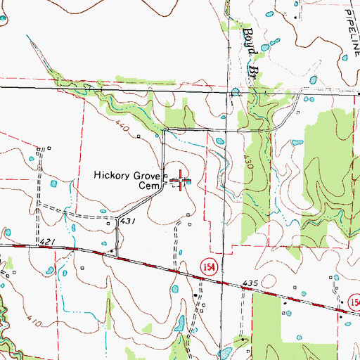 Topographic Map of Hickory Grove Cemetery, TX