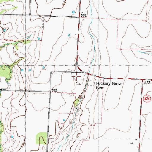 Topographic Map of Hickory Grove Cemetery, TX