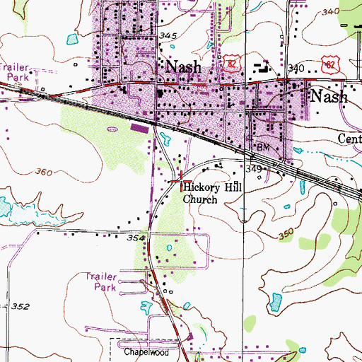 Topographic Map of Hickory Hill Church, TX
