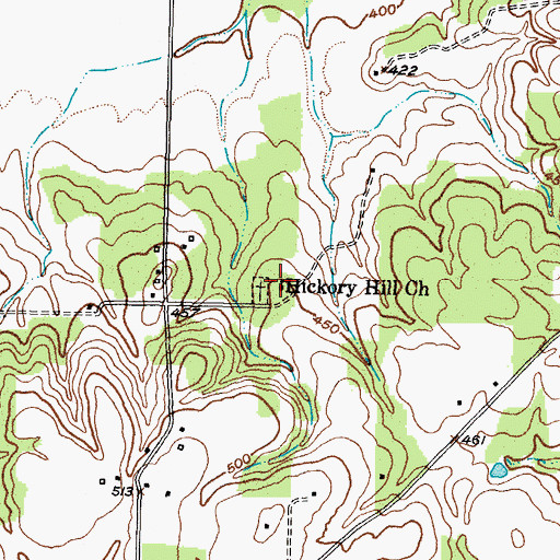 Topographic Map of Hickory Hill Church, TX