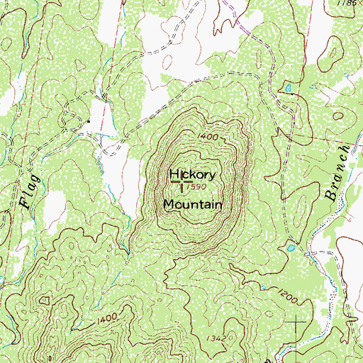 Topographic Map of Hickory Mountain, TX