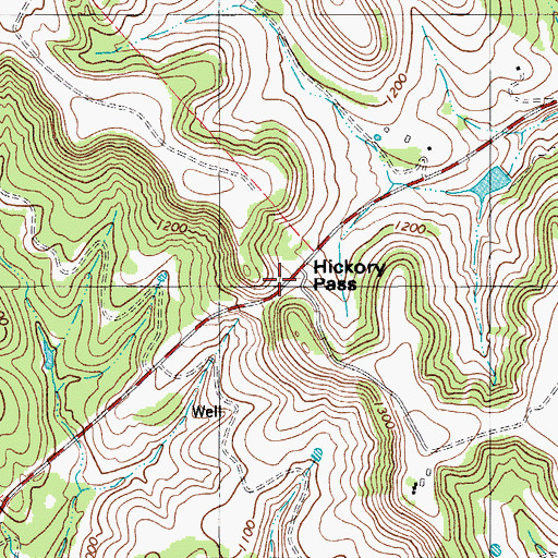 Topographic Map of Hickory Pass, TX