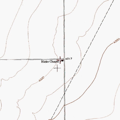 Topographic Map of Hicks Chapel, TX