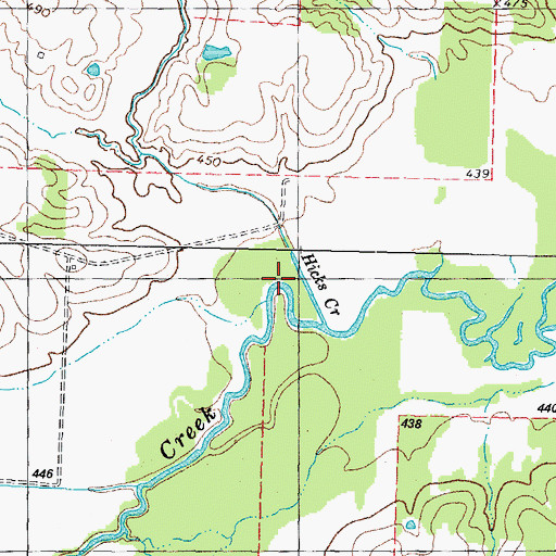 Topographic Map of Hicks Creek, TX