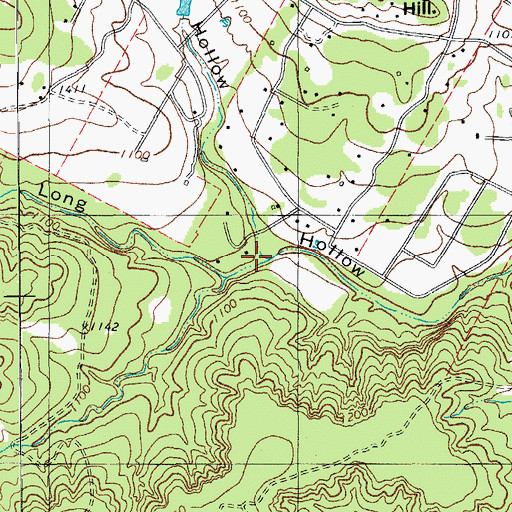 Topographic Map of Hicks Hollow, TX