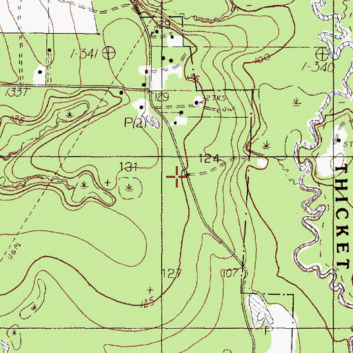 Topographic Map of Hicksbaugh Church, TX