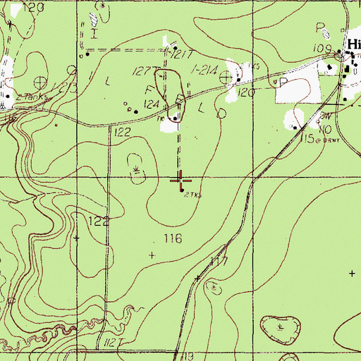 Topographic Map of Hicksbaugh Oil Field, TX