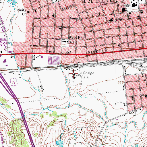 Topographic Map of Hidalgo Park, TX