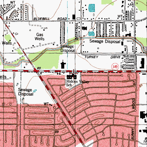 Topographic Map of Hidden Valley School, TX