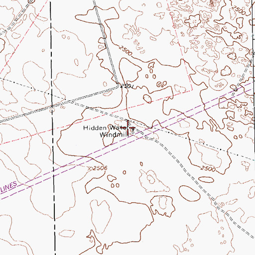 Topographic Map of Hidden Water Windmill, TX