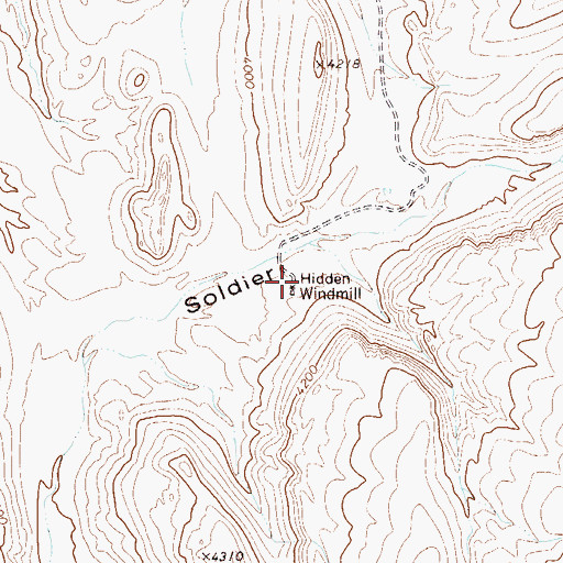 Topographic Map of Hidden Windmill, TX