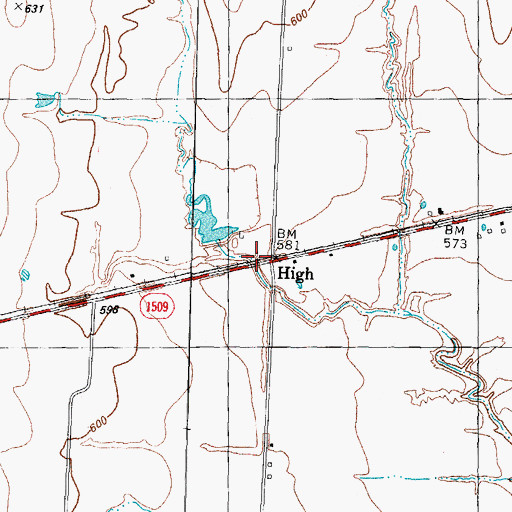 Topographic Map of High, TX
