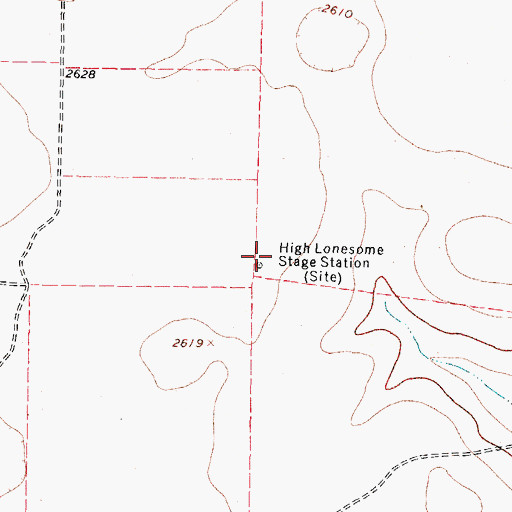Topographic Map of High Lonesome Stage Station, TX