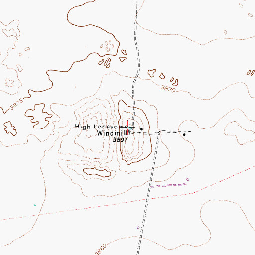 Topographic Map of High Lonesome Windmill, TX