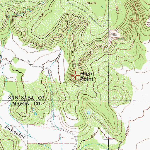 Topographic Map of High Point, TX