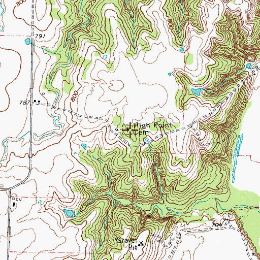 Topographic Map of High Point Cemetery, TX