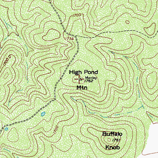 Topographic Map of High Pond Mountain, TX