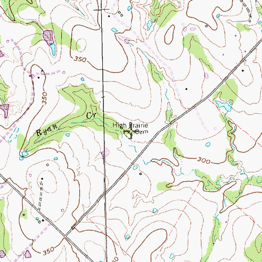 Topographic Map of High Prairie Cemetery, TX