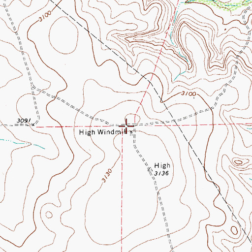 Topographic Map of High Windmill, TX