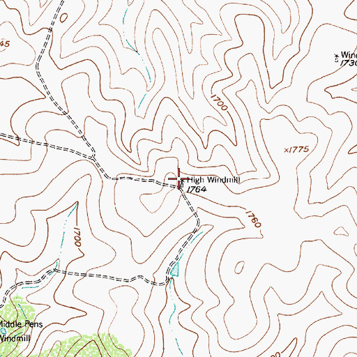 Topographic Map of High Windmill, TX