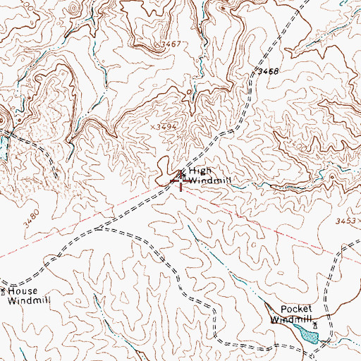 Topographic Map of High Windmill, TX