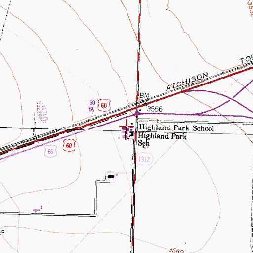 Topographic Map of Highland Park Elementary School, TX