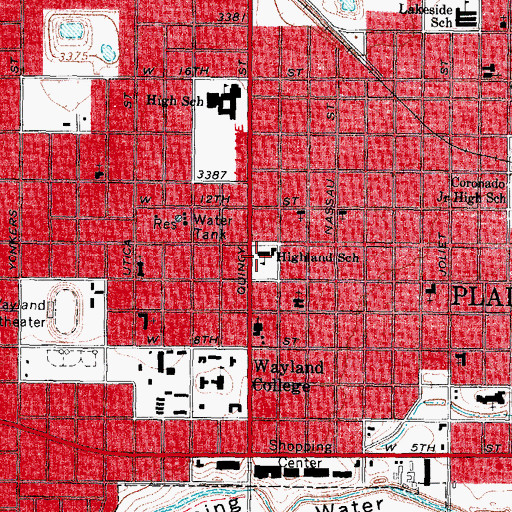 Topographic Map of Highland School, TX