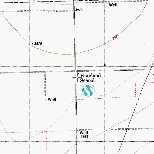 Topographic Map of Highland School, TX