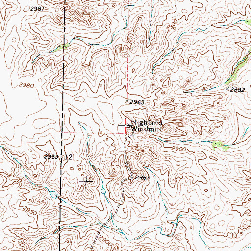 Topographic Map of Highland Windmill, TX