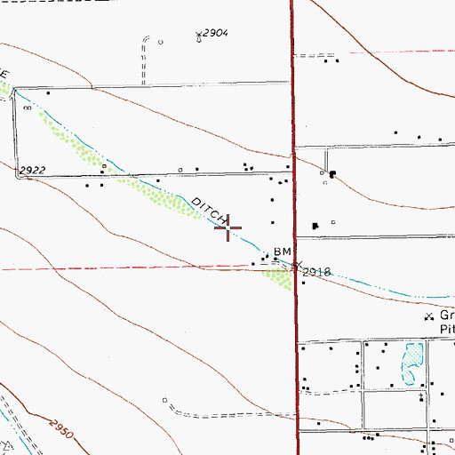 Topographic Map of Highline Ditch, TX