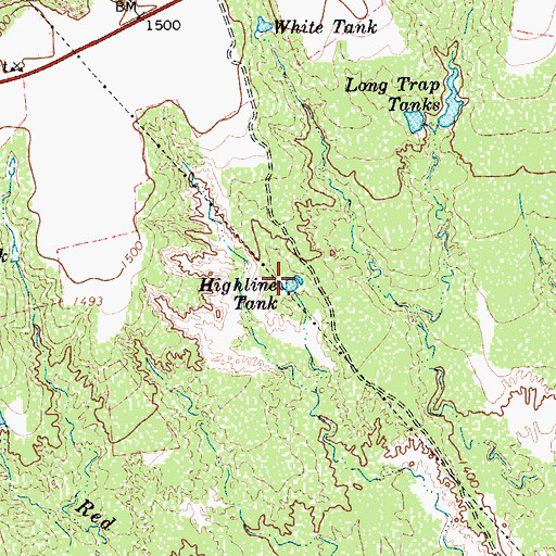 Topographic Map of Highline Tank, TX