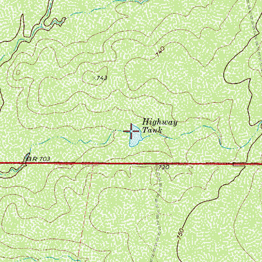 Topographic Map of Highway Tank, TX