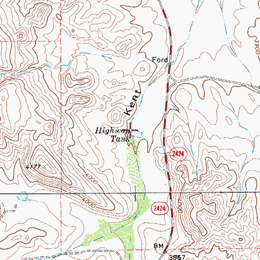 Topographic Map of Highway Tank, TX