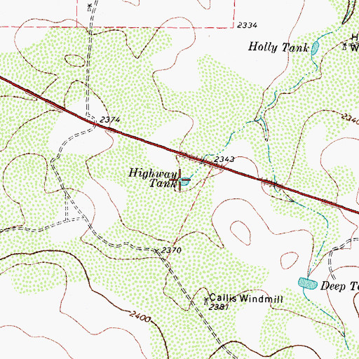 Topographic Map of Highway Tank, TX