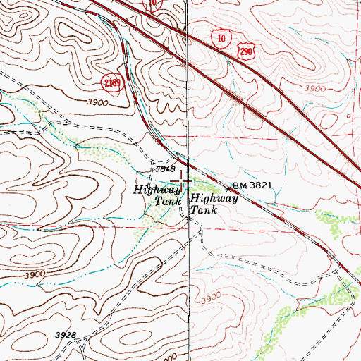 Topographic Map of Highway Tank, TX