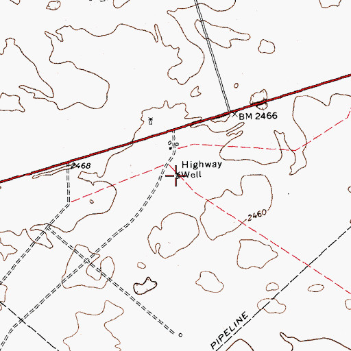 Topographic Map of Highway Well, TX