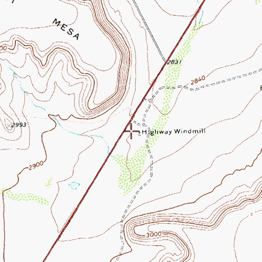 Topographic Map of Highway Windmill, TX