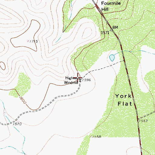 Topographic Map of Highway Windmill, TX