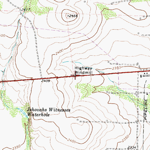 Topographic Map of Highway Windmill, TX