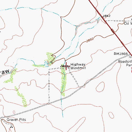 Topographic Map of Highway Windmill, TX
