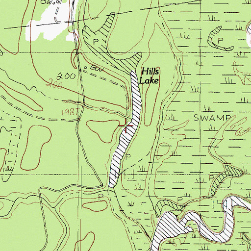 Topographic Map of Hill Lake, TX