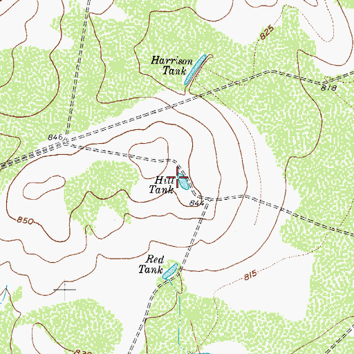 Topographic Map of Hill Tank, TX