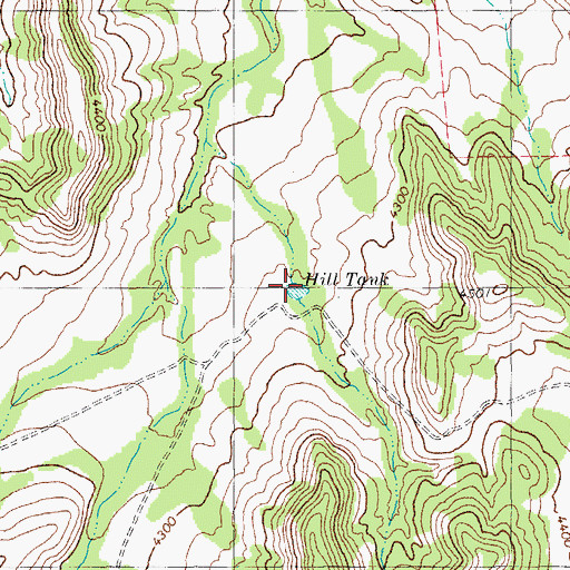 Topographic Map of Hill Tank, TX