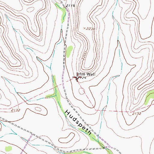 Topographic Map of Hill Well, TX
